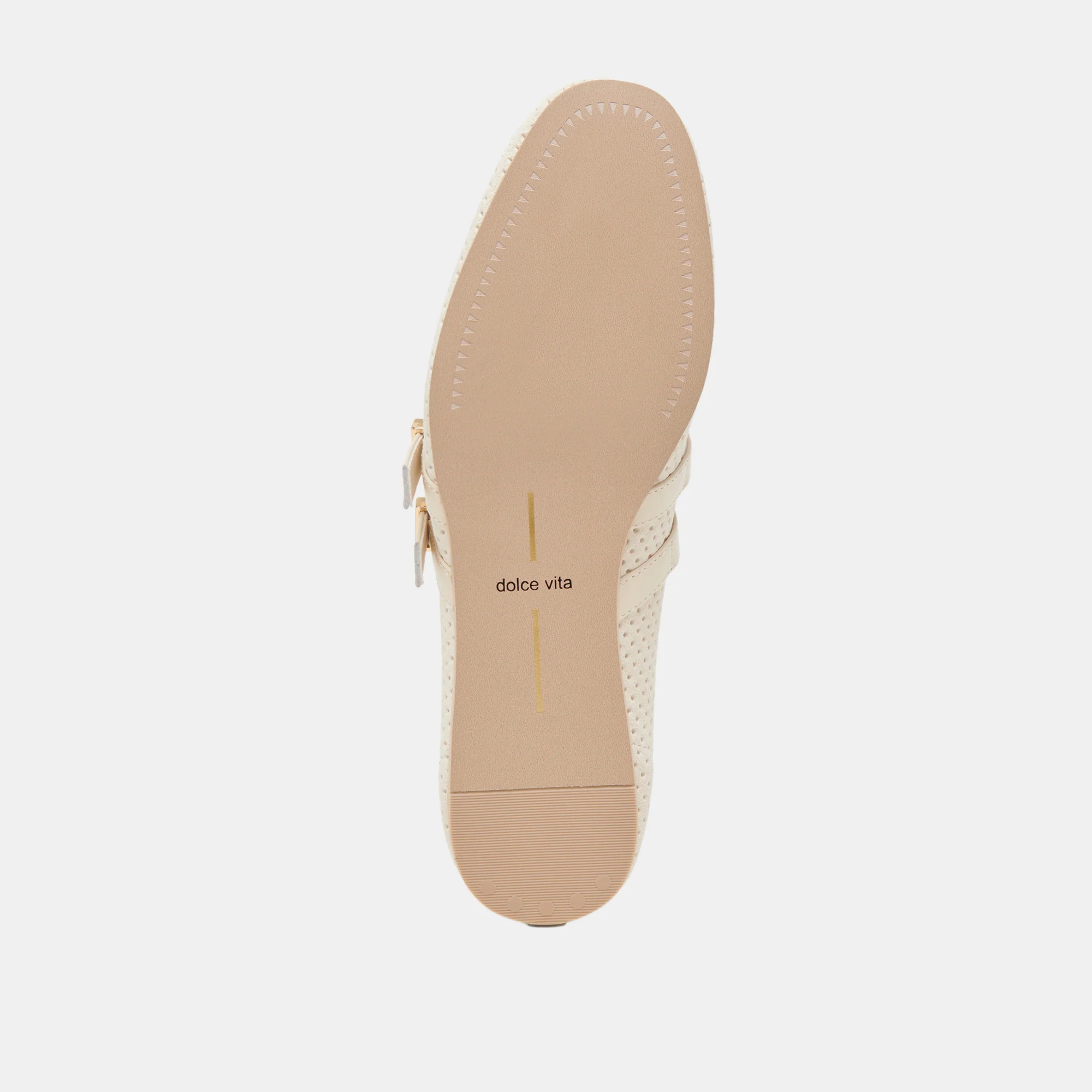 BAYLEE WIDE BALLET FLATS BONE PERFORATED SUEDE - Image 9